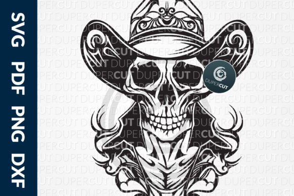Skull Cowboy SVG DXF Cut Files Review